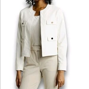 Philosophy White Cropped Utility Jacket Button Front NWT Size S/P